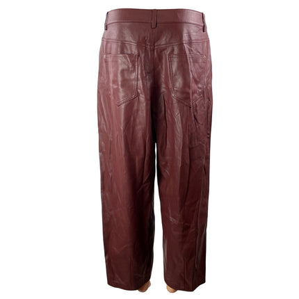 Anthropologie Pilcro Women's Burgundy Faux Leather Baggy Trousers Pants Size 29