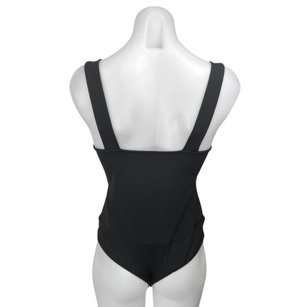 Lulus Black Sleeveless Square Neck Stretch Cami Camisole Tank Bodysuit Top Sz M