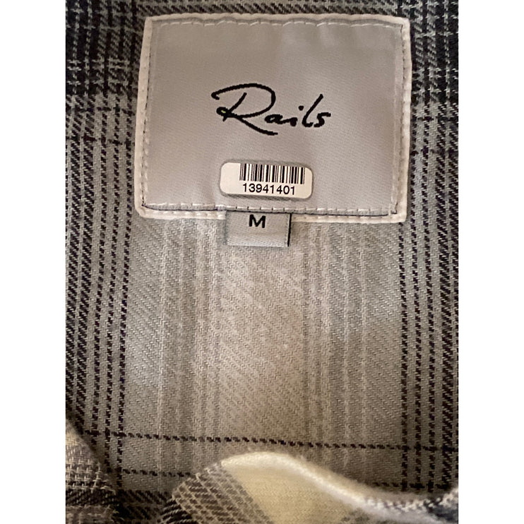 Rails Ronin Mixed Plaid Flannel Collared Long Sleeve Button Down Shirt Top Sz M