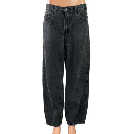 Levi's Baggy Dad Womens Black High Waist Relaxed Wide Leg Denim Jeans Pants 28