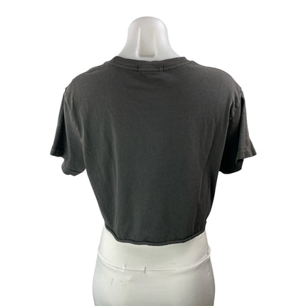 perfectwhitetee Women's Black Short Sleeves Casual Crop Tee T-shirt Top Size OS