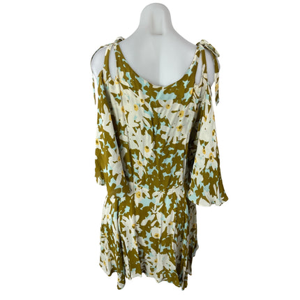 Free People Lucina Floral Cold Shoulder Long Sleeve Pleated Mini A-Line Dress XS