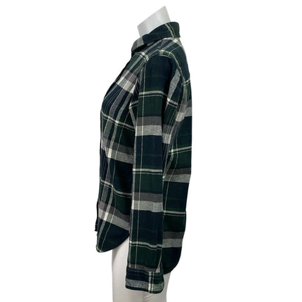 Uniqlo Womens Green Plaid Flannel Check Long Sleeve Button Down Shirt Top Size S