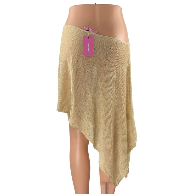 NEW Edikted Women's Beige Asymmetric Open Knit Sheer Beach Cover Up Skirt Size M