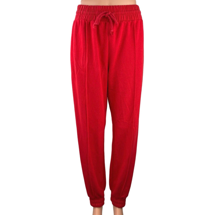 Zara Women's Red High Rise Drawstring Stretch Athletic Jogger Trouser Pants Sz M