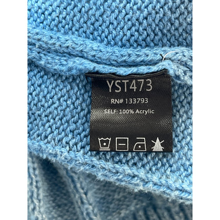 POL Women's Blue Cable Knit Distressed Long Dolman Sleeve Sweater Top Size L