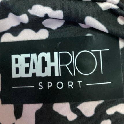 Beach Riot Black Cream Animal Leopard Print Knot Athletic Sports Bra Top Size M