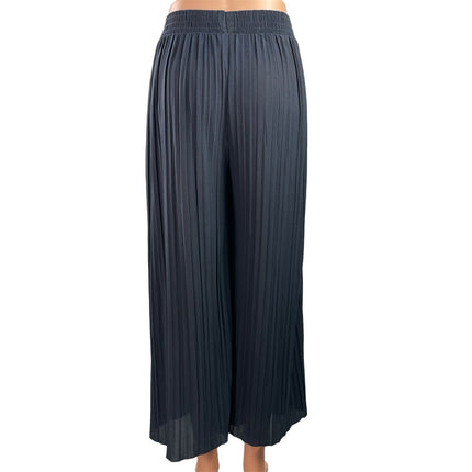 Drama Queen Women's Gray Pleated Elastic Waist Palazzo Wide Leg Trouser Pants XS