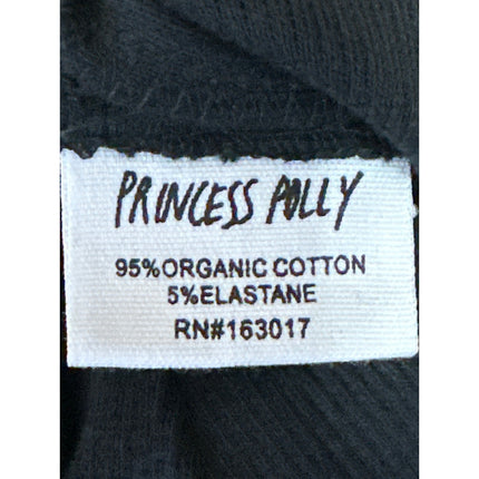 Princess Polly Black Rib Knit High Waisted Slit Midi Bodycon Pencil Skirt Size 4