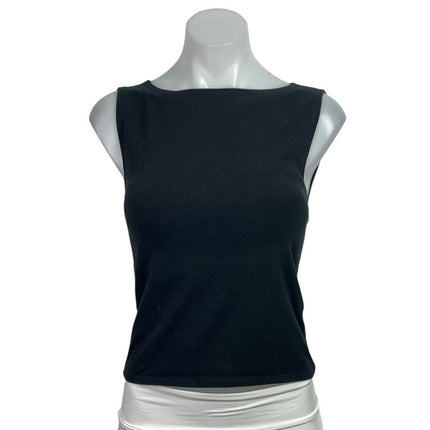 Reformation Dusk Black Sleeveless Boat Neck Cami Camisole Crop Tank Top Size S