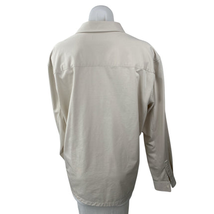 Theory Women's Beige Long Sleeve Chest Pocket Button Down Blouse Shirt Top Sz M