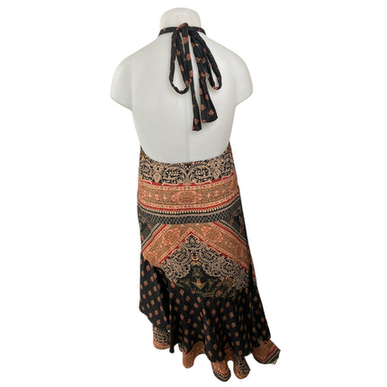 Free People Women's Multicolor Halter Sleeveless Scarf Print Maxi Dress Size L