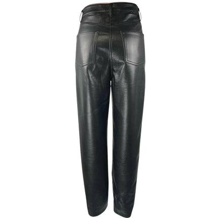 Aritzia Wilfred Women's Black Faux Leather High Rise Straight Trousers Pants 6