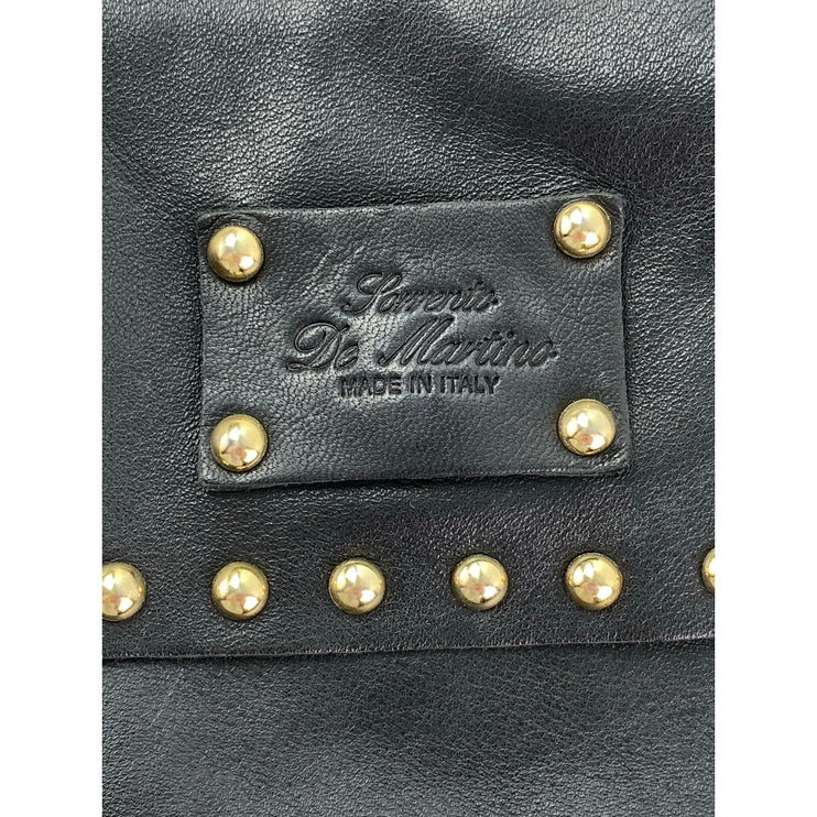 Sorrento De Martino Women's Black Chain Crossbody Leather Studded Handbag OS
