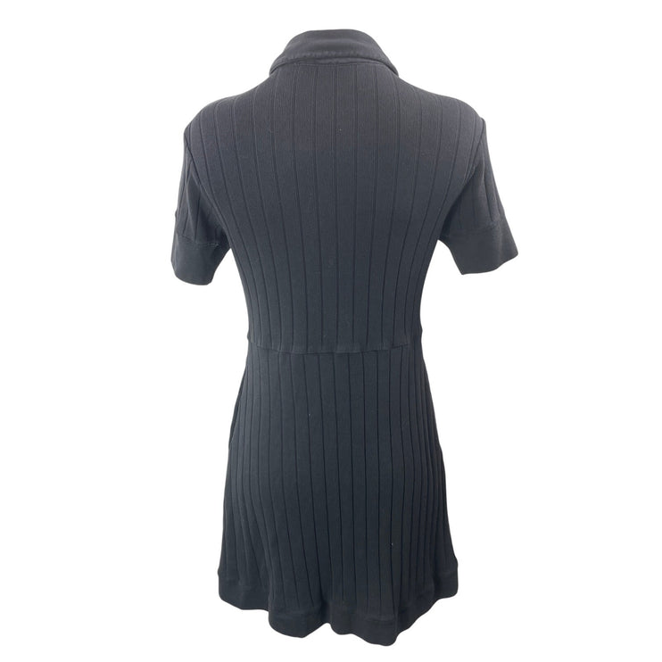Free People Fp Beach New Afternoon Black Ribbed Knit Button Down Shirt Dress XS