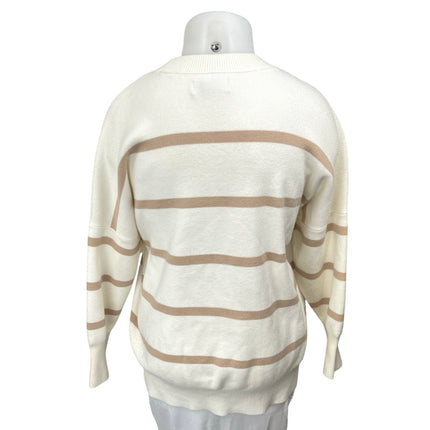 Abercrombie & Fitch White Brown Striped Long Sleeve Oversized Sweater Top XL