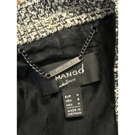 Mango Suit Women's Gray Tweed Plaid Check Crop Open Front Blazer Coat Jacket M