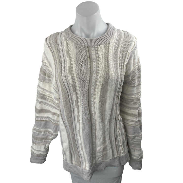 Abercrombie & Fitch Beige Striped Long Sleeve Crew Neck Sweater Top Size L