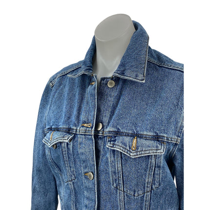 H&M Divided Women's Blue Long Sleeve Button Down Trucker Denim Coat Jacket Sz 4