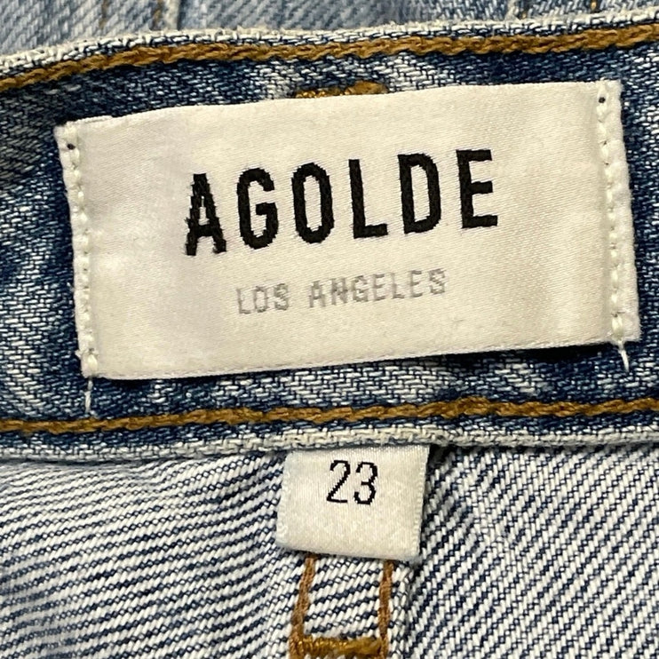 AGOLDE Womens Blue Light Wash High Waisted Cropped Straight Denim Jeans Pants 23