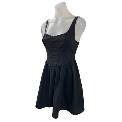 NEW Verdusa Black Corset Bustier Sleeveless Cami Fit & Flare Mini Dress Size S