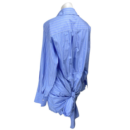 NEW Fashion Nova Blue White Pinstriped Long Sleeve Button Up Shirt Dress Mini M