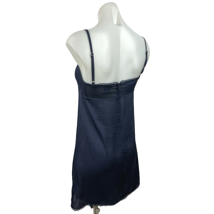 Aritzia Sunday Best Eloise Navy Blue Satin Sleeveless Mini Slip Dress Sz 2XS