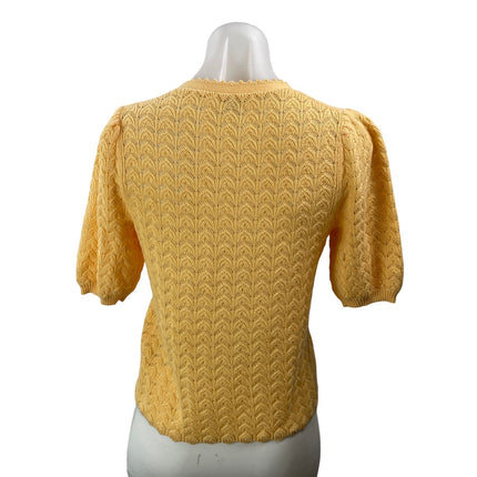 Aritzia Wilfred Yellow Orange Crochet Knit Button Down Cardigan Sweater Size XS