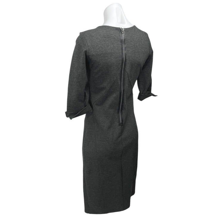 Paul Stuart Women's Black 3/4 Sleeve Back Zip Midi Bodycon Sheath Dress Size S