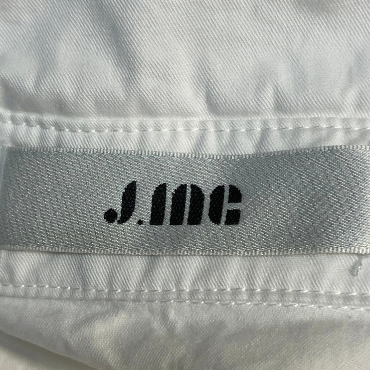 J.Ing White Short Puff Sleeve Collared Button Down A Line Mini Shirt Dress XS