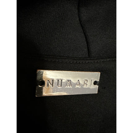 Numari Black Beige Tan Short Sleeve Colorblock Slit Pleated Mini Sheath Dress M