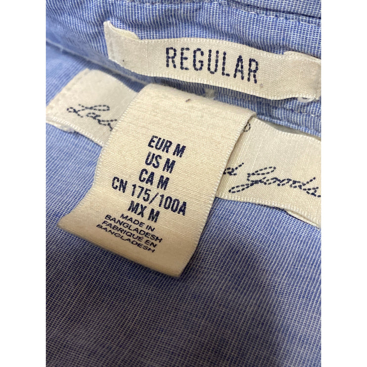 LOGG Label of Graded Goods Men's Blue Long Sleeve Button Up Shirt Top Size M