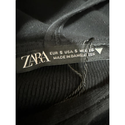 Zara Women's Black Sleeveless Rib Knit Halter Cami Camisole Crop Tank Top Size S