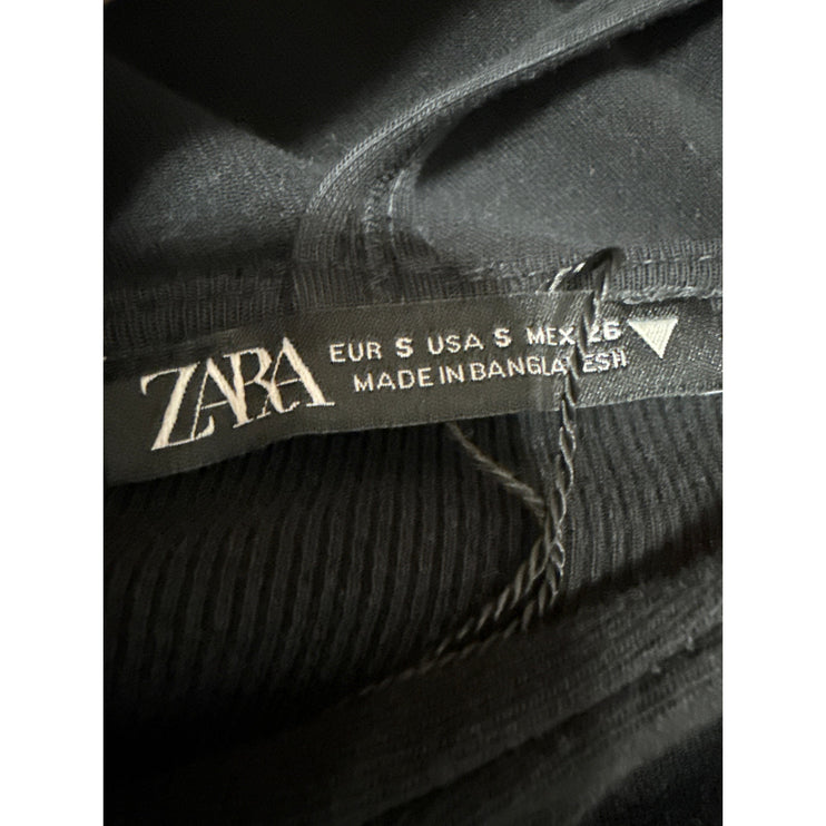 Zara Women's Black Sleeveless Rib Knit Halter Cami Camisole Crop Tank Top Size S