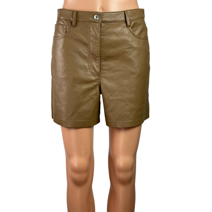 Aritzia Wilfred Womens Brown Faux Vegan Leather High Waisted Mini Shorts Size 8