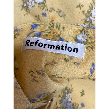 Reformation Marlowe Felicity Floral Yellow Sleeveless Mini Cami Slip Dress Sz L