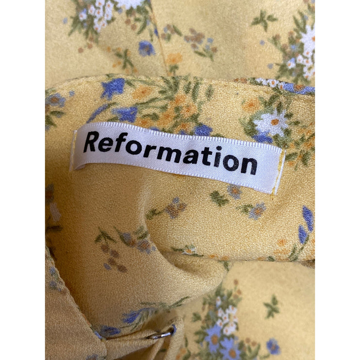 Reformation Marlowe Felicity Floral Yellow Sleeveless Mini Cami Slip Dress Sz L