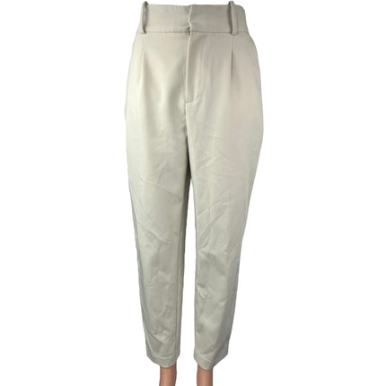 Zara Women's Ivory White High Rise Cropped Straight Trouser Dress Pants Size XS