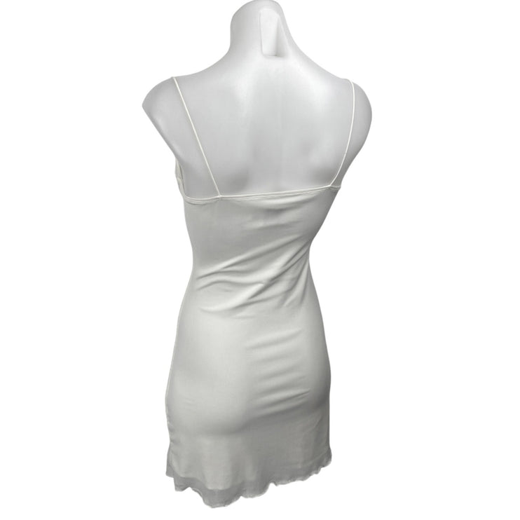 Princess Polly White Sleeveless Cowl Neck Lettuce Edge Cami Mini Slip Dress 2