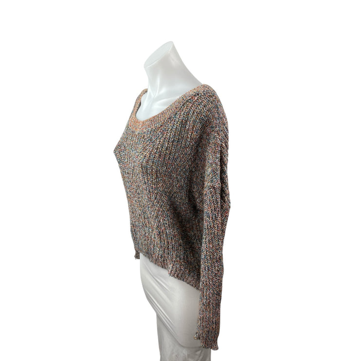 Express Women's Multicolored Braided Back Cut Out Long Sleeve Sweater Top Sz XS