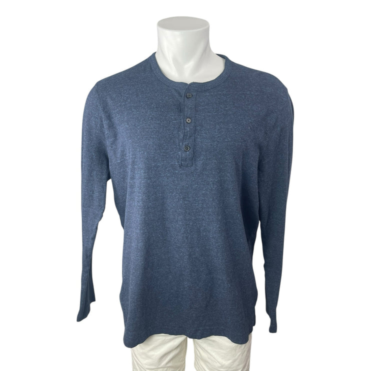 Banana Republic Men's Blue Soft Wash Long Sleeve Henley T Shirt Tee Top Size XL