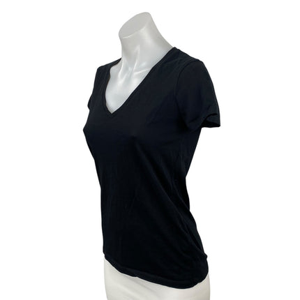 Club Monaco Women's Black Short Sleeve V Neck Basic T Shirt Tee Top Size XS