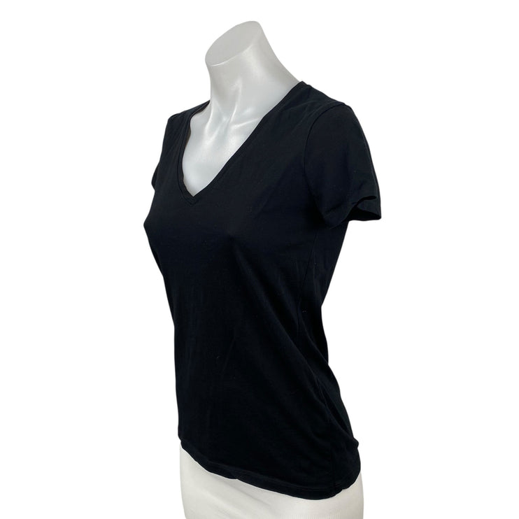 Club Monaco Women's Black Short Sleeve V Neck Basic T Shirt Tee Top Size XS