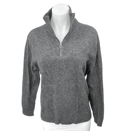 J.Crew Gray Wool Knit Long Sleeve 1/4 Zip High Neck Pullover Sweater Top Size L
