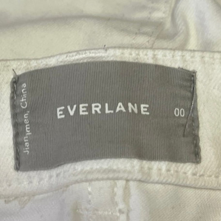 Everlane White Mid Rise Straight Wide Leg Frayed Hem Crop Trousers Jeans Pants 0