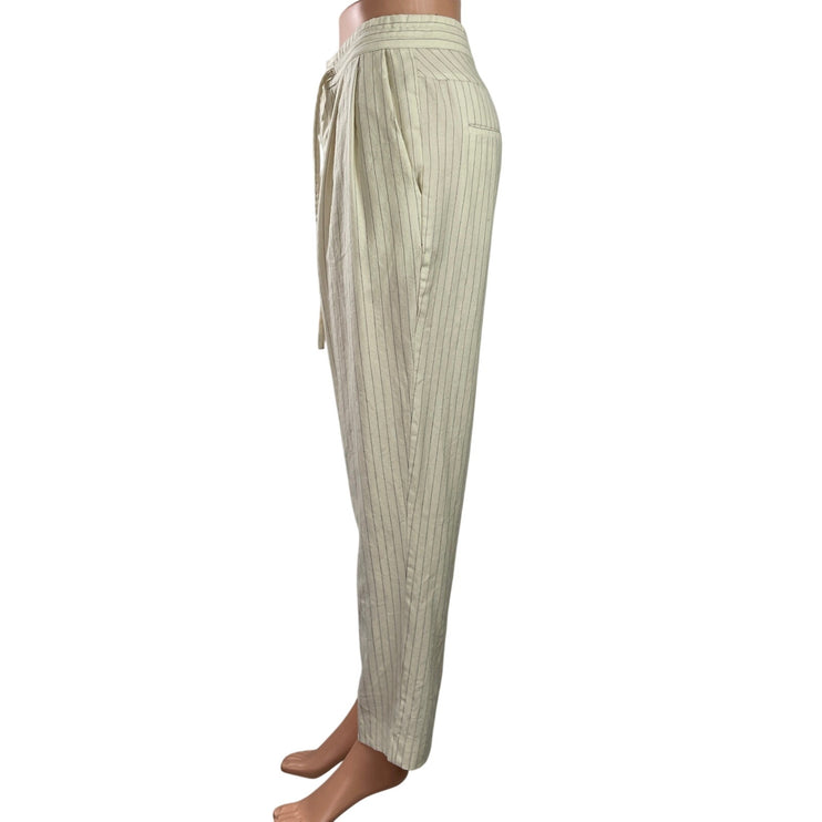 Derek Lam 10 Crosby Women's Cream Wool Striped High Rise Trousers Pants Size 4