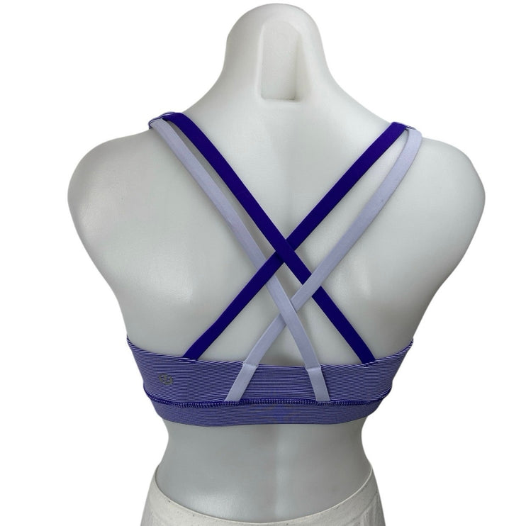 Lululemon Energy Blue Striped Strappy Sleeveless Yoga Sports Bra Crop Tank Top 4