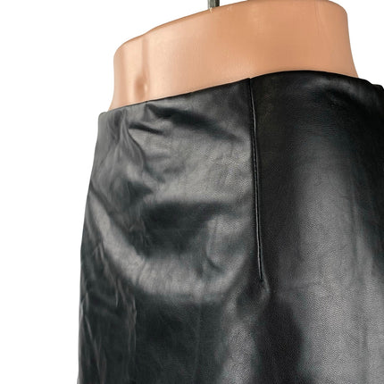 Abercrombie & Fitch Black Faux Leather Vegan High Waist A Line Mini Skirt Size L