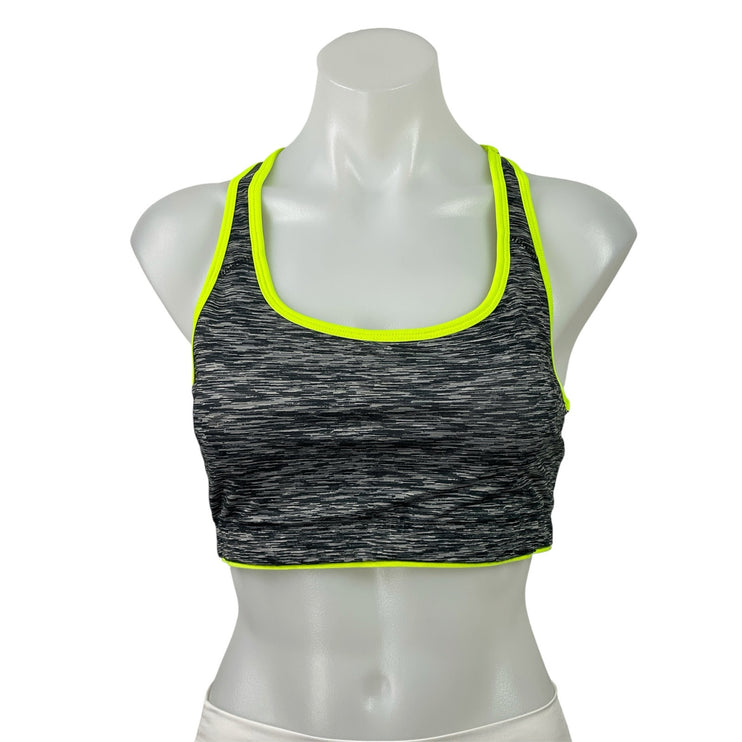 Everlast Womens Black Neon Trim Sleeveless Racerback Sports Bra Crop Tank Top M