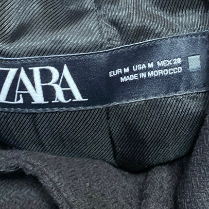 Zara Women's Black Gold Buttons Collar Long Sleeve Crop Shirt Jacket Top Size M